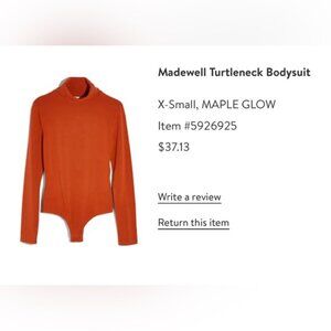 Madewell Turtleneck Bodysuit - Medium, Burnt Orange (Maple Glow)